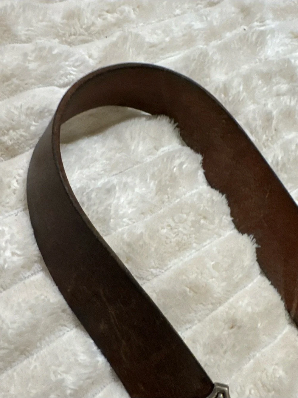 Lucky Brand Brown Leather Belt with Orange and Silver Buckle